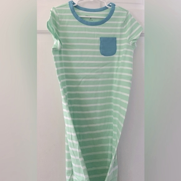 Other - 💚Lands’ End T-Shirt Dress M(5-6) Green Ash Breton Stripes Li’l Kids💚